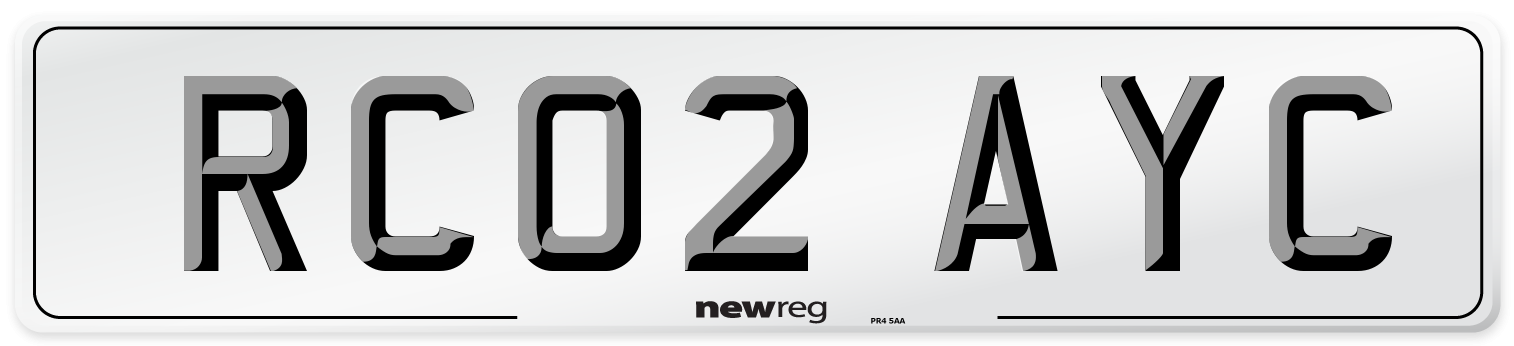 RC02 AYC Number Plate from New Reg